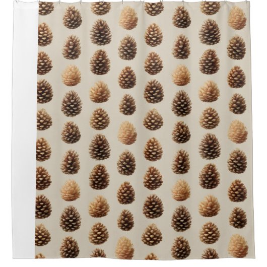 Rustikales braunes Pine Cone Wintermuster Duschvorhang (Vorderseite)