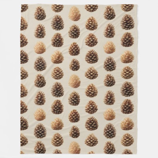 Rustikales braunes Pine Cone Wintermuster Fleecedecke (Vorderseite)