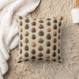Rustikales braunes Pine Cone Wintermuster Kissen