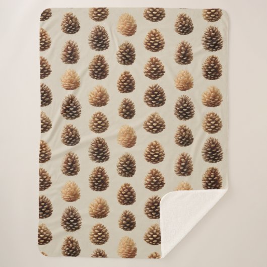 Rustikales braunes Pine Cone Wintermuster Sherpadecke (Vorderseite)