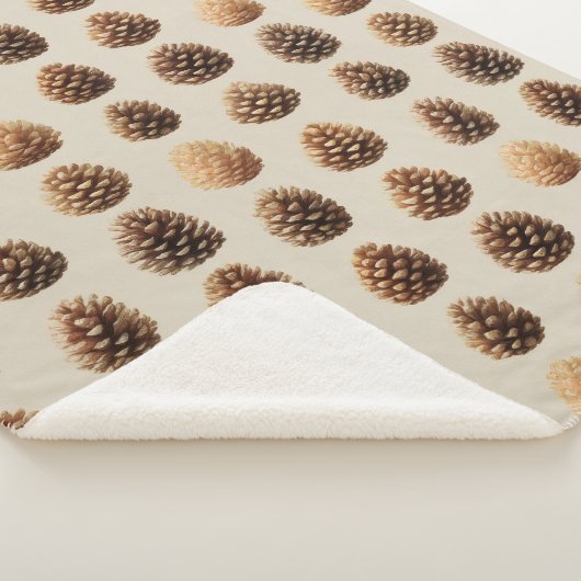 Rustikales braunes Pine Cone Wintermuster Sherpadecke (3/4)