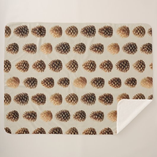 Rustikales braunes Pine Cone Wintermuster Sherpadecke (Vorderseite (Horizontal))