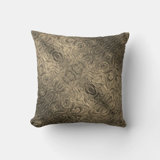 Rustikales braunes Western-Landledermuster Kissen (Vorderseite)