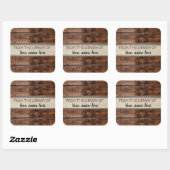 Rustikales Braunholz-Buchzeichen aus der Bibliothe Quadratischer Aufkleber (Blatt)