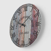Rustikales Braunholz - eigener Familienname Große Wanduhr (Winkel)