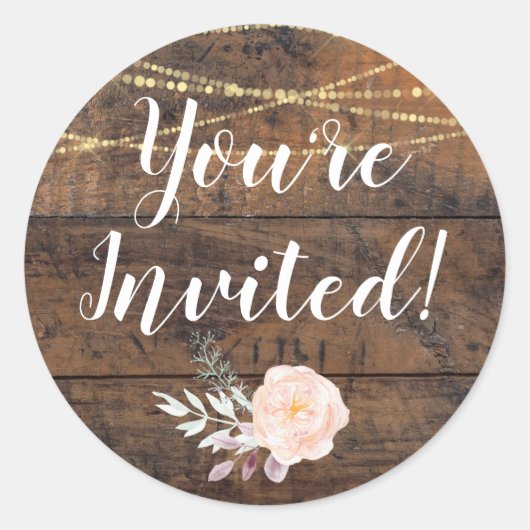Rustikales Braunholz Einladung Umschlag Aufkleber (Vorderseite)