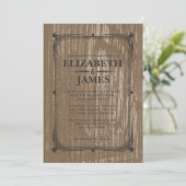Rustikales Braunholz Einladungen zur Hochzeit (Stehend Vorderseite)
