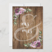 Rustikales Braunholz Pink Peonies Bouquet Wedding Einladung (Rückseite)