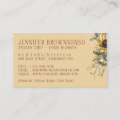 Rustikales Braunholz Rolling Button Sonnenblumen B Visitenkarte (Rückseite)