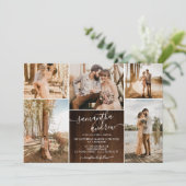 Rustikales Braunholz-Skript 6 Fotos Hochzeit Einladung (Stehend Vorderseite)