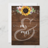 Rustikales Braunholz Sonnenblumenleuchten Wir Got Einladung (Rückseite)