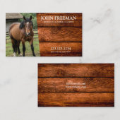 Rustikales Braunholz Textur Pferd Foto Equine Visitenkarte (Vorne/Hinten)