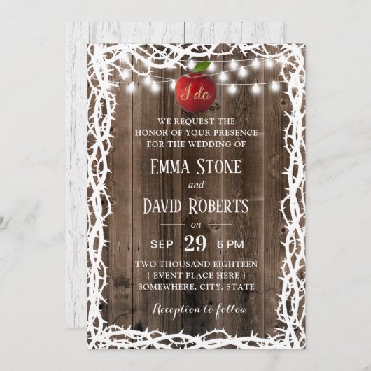 Rustikales Braunholz-Wandfahne Märchenmärchen Hoch Einladung (Vorne/Hinten)