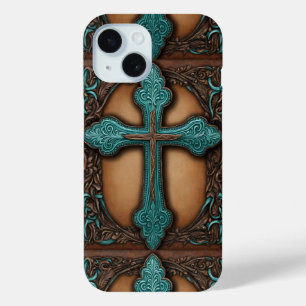 Rustikales Braunleder-Western-Landkreuz Case-Mate iPhone Hülle