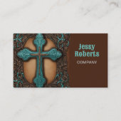 Rustikales Braunleder-Western-Landkreuz Visitenkarte (Vorderseite)