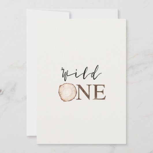 Rustikales Braunschwein One Boys Woodland 1. Gebur Einladung (Rückseite)