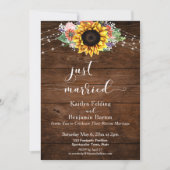 Rustikales Braunwald Sonnenblumen Lichter nur verh Einladung (Vorderseite)