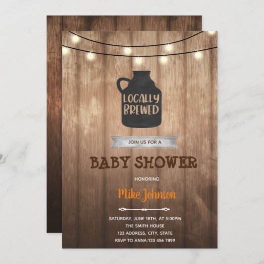 Rustikales Brauthema Geburtstagseinladung Einladung (Vorne/Hinten)