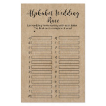 Rustikales Brautparty Alphabet Hochzeitsrennen