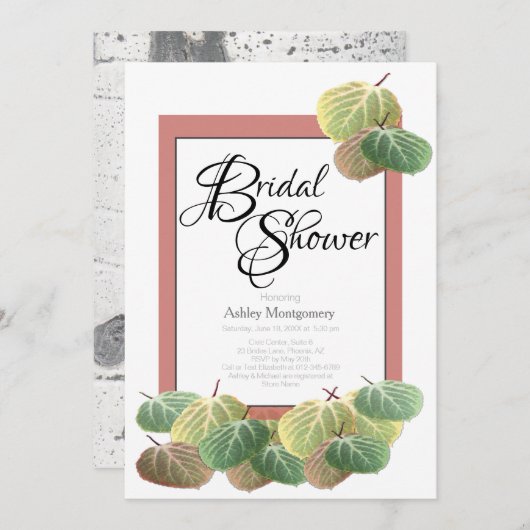 Rustikales Brautparty Aspen Bark Blätter Einladung (Vorne/Hinten)