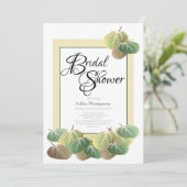 Rustikales Brautparty Aspen Bark Blätter Gelb Einladung (Stehend Vorderseite)