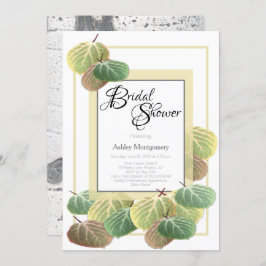 Rustikales Brautparty Aspen Bark und Blätter Einladung