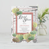 Rustikales Brautparty Aspen Bark und Blätter Einladung (Stehend Vorderseite)