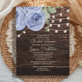Rustikales Brautparty aus blauem Holz Einladung