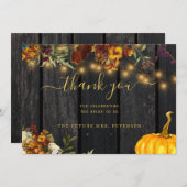 Rustikales Brautparty aus Blumenzellenholz Dankeskarte (Vorne/Hinten)