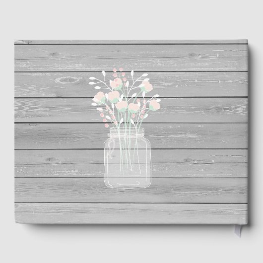 Rustikales Brautparty aus grauem Holz Gästebuch (Rückseite)