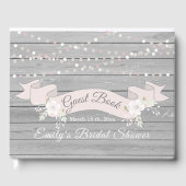 Rustikales Brautparty aus grauem Holz Gästebuch (Vorderseite)