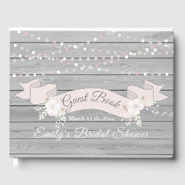 Rustikales Brautparty aus grauem Holz Gästebuch