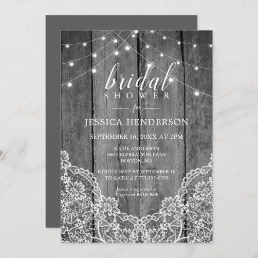 Rustikales Brautparty aus hellem Holz Einladung (Vorne/Hinten)