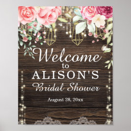 Rustikales Brautparty aus Holz Begrüßungszeichen Poster
