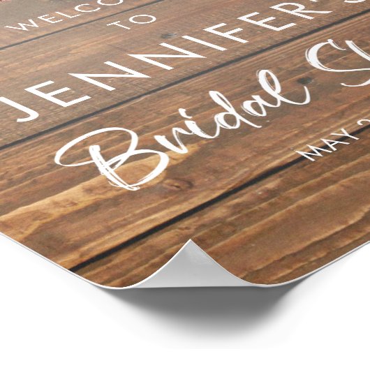 Rustikales Brautparty aus Holz Begrüßungszeichen Poster (Ecke)