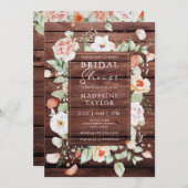 Rustikales Brautparty aus Holz und Pfirsich Einladung (Vorne/Hinten)