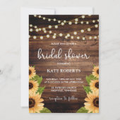 Rustikales Brautparty aus Holz und Sonnenblumen Einladung (Vorderseite)