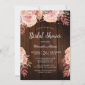 Rustikales Brautparty aus Holz und Streichelleucht Einladung (Vorderseite)