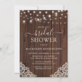 Rustikales Brautparty aus Holz und Streichelleucht Einladung (Vorderseite)