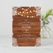 Rustikales Brautparty aus Holz und Streichhölzern Einladung (Stehend Vorderseite)