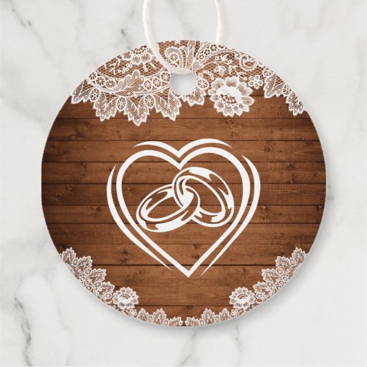 Rustikales Brautparty aus Holz und Weißspitzen Geschenkanhänger (Rückseite)