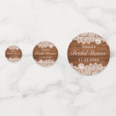 Rustikales Brautparty aus Holz und Weißspitzen Konfetti (Vorderseiten)