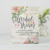 Rustikales Brautparty aus Holzflorenstreifen Einladung (Stehend Vorderseite)