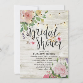 Rustikales Brautparty aus Holzflorenstreifen Einladung