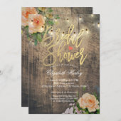 Rustikales Brautparty aus Holzflorenstreifen Einladung (Vorne/Hinten)