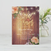 Rustikales Brautparty aus Holzflorenstreifen Einladung (Stehend Vorderseite)