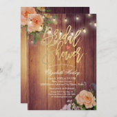 Rustikales Brautparty aus Holzflorenstreifen Einladung (Vorne/Hinten)