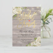 Rustikales Brautparty aus Holzflorenstreifen Einladung (Stehend Vorderseite)