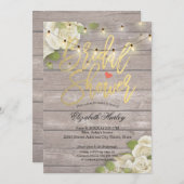 Rustikales Brautparty aus Holzflorenstreifen Einladung (Vorne/Hinten)