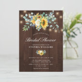 Rustikales Brautparty aus Holzsonnenblumen Einladung (Stehend Vorderseite)